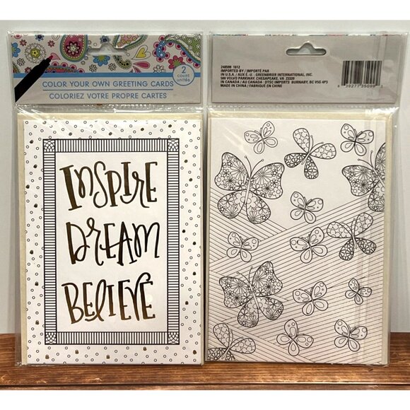 Color Your Own Greeting Cards Set by Greenbriar Inspire Dream Believe 248599 - Picture 1 of 3